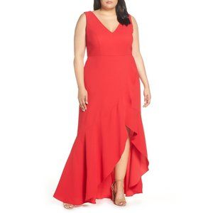 XSCAPE Ruffle Front Crepe Dress